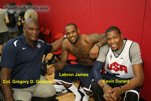 Colonel Gadson w LeBron James and Kevin Durant 2012